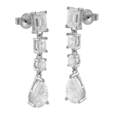 Pendientes Itemporality Largos Plata y Circonitas Blancas Figuras Geométricas SEA-101-212-UU
