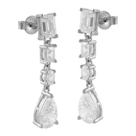 Pendientes Itemporality Largos Plata y Circonitas Blancas Figuras Geométricas SEA-101-212-UU