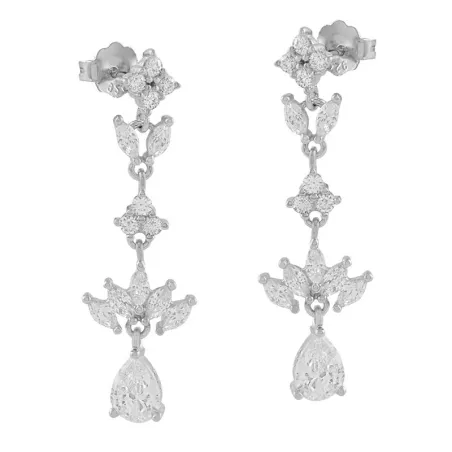 Pendientes Itemporality Largos Plata y Circonitas Círculo, Oval y Lágrima SEA-101-217-UU