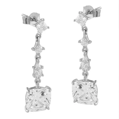 Pendientes Itemporality Plata y Circonitas Blancas colgantes SEA-101-223-UU