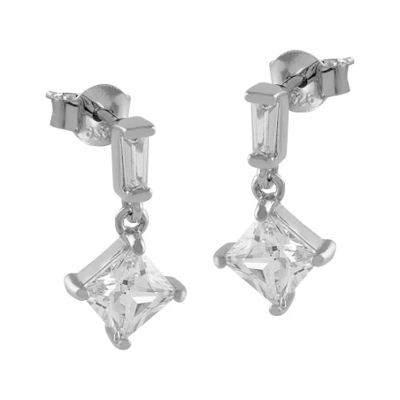 Pendientes Itemporality Plata Circonita rectangular y Rombo SEA-101-232-UU