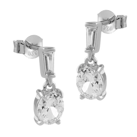 Pendientes Itemporality Plata Circonita rectangular y Circular SEA-101-233-UU
