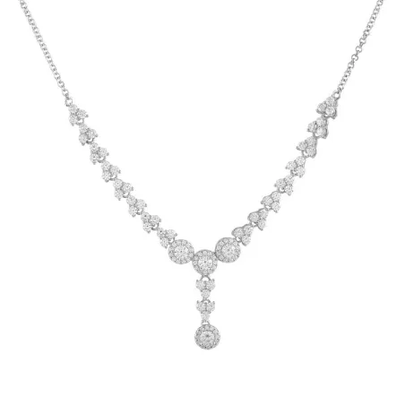 Gargantilla Itemporality Plata y Circonitas Blancas circulares y Pirámides SNL-101-042-UU