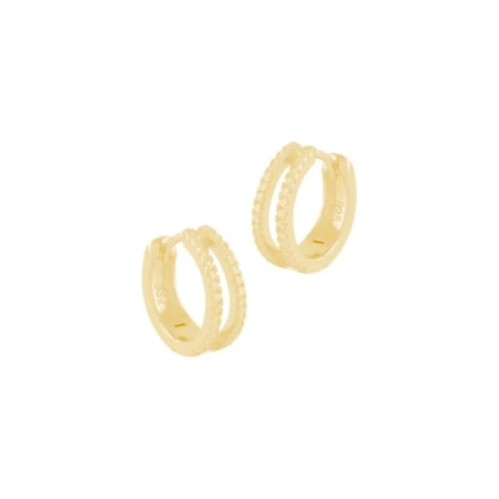 Pendientes Doble Aro Criolla Plata Baño Oro y Circonitas Blancas SEA-201-182-UU