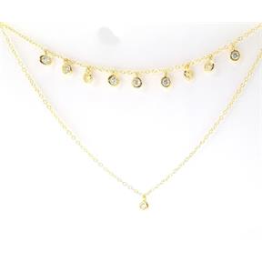 Gargantilla Itemporality Doble Cadena Plata baño oro y Circonitas blancas SNL-201-029-UU