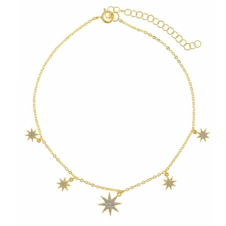 Tobillera Salvatore Mujer Estrellas Polares Plata Baño Oro y Circonitas 224TB010
