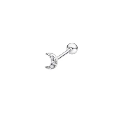 Pendiente Individual Lotus Silver Mujer Luna Plata y Circonitas LP3371-9/1