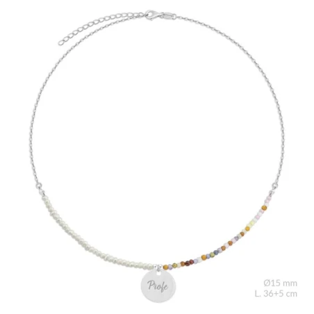 Gargantilla "Profe" Plata y Bolitas Multicolor 0175980