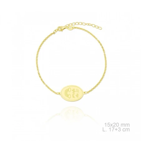 Pulsera "Profe de 10" Plata Baño Oro 0115624