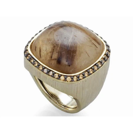 Anillo Marina García Luxor Plata Baño Oro, Circonitas y Cuarzo 9149SC