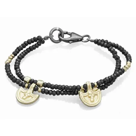 Pulsera Marina García Plata Baño Oro y Espinelas Negra 9188UD