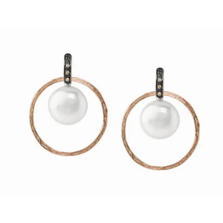 Pendientes Marina García Plata Baño Oro Rosa y Perla 9933PPPNÑ
