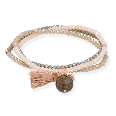 Pulsera Marina García Plata Baño Rosado, Cristal Multi Rosa 90232UF