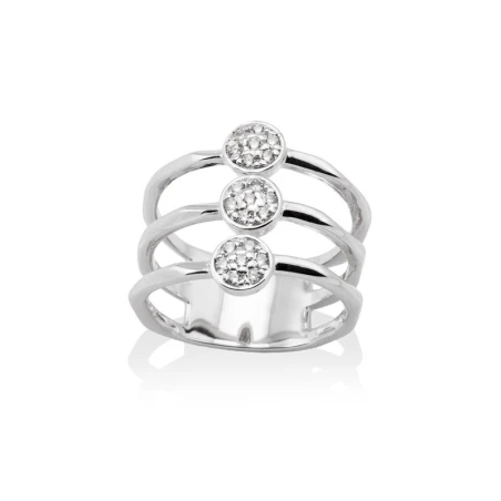 Anillo Marina García Leaves Plata Baño Rodio y Circonitas Blancas 90164SB