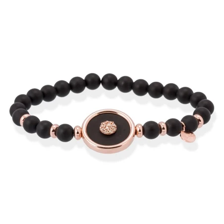 Pulsera Marina García Moon Plata Baño Rosa, Ónix negra y Circonitas blancas 90290US