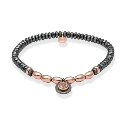Pulsera Marina García Leo Plata Negra y Baño rosado, Circonitas Coñac 90129USK