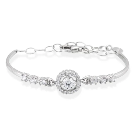Pulsera Marina García Boda Plata Baño Rodi y Circonitas Blancas 90339UB