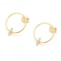 Pendientes Le Carré Mujer Círculo y Barrita Oro 18Kt y Diamantes 0,04 cts GB141OA.00