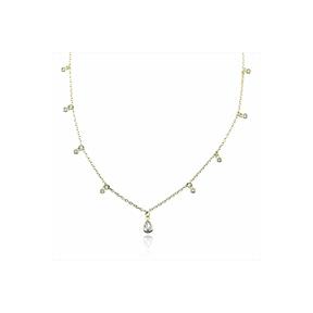 Gargantilla Mujer Plata Baño Oro, Chatones y Lágrima Circonitas GR-2004/CH