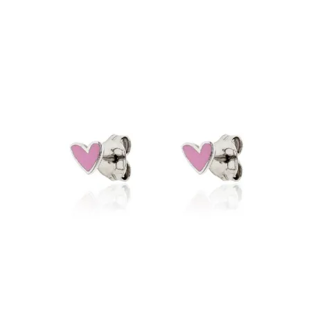 Pendientes Bebé Plata Corazon esmalte rosa PP-CORAZON/E