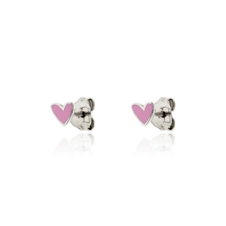 Pendientes Bebé Plata Corazon esmalte rosa PP-CORAZON/E