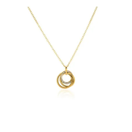 Gargantilla Círculos Plata Chapado Oro y Circonitas GR-4742H
