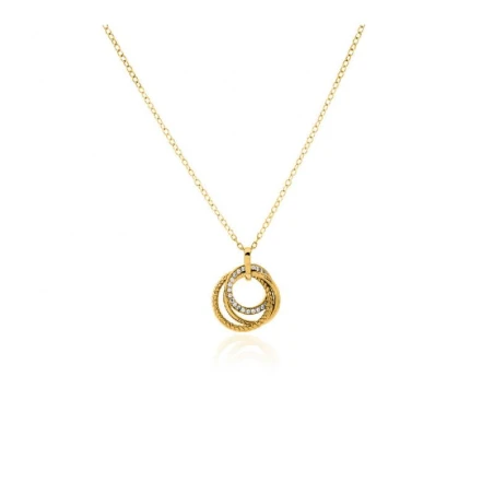 Gargantilla Círculos Plata Chapado Oro y Circonitas GR-4742H