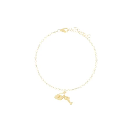 Pulsera Itemporality Llave y Candado Plata Baño Oro y Circonitas Blancas SBR-201-009-UU