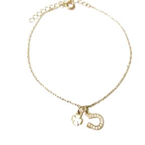 Pulsera Itemporality Trébol y Herradura Plata Baño Oro y Circonitas Blancas SBR-201-016-UU