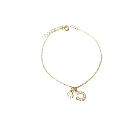 Pulsera Itemporality Trébol y Herradura Plata Baño Oro y Circonitas Blancas SBR-201-016-UU