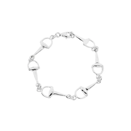 Pulsera Plata Baño Rodio Estribos P-1126
