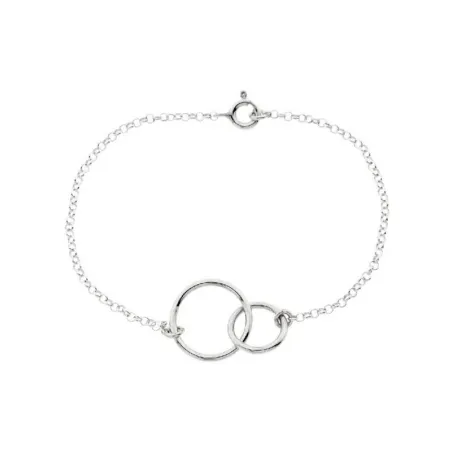 Pulsera Plata Baño Rodio Círculos Entrelazados P-2CK
