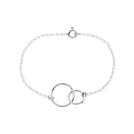 Pulsera Plata Baño Rodio Círculos Entrelazados P-2CK