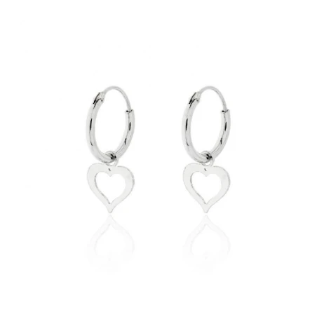 Pendientes Plata Baño Rodio Aro y Corazón PPA-COC