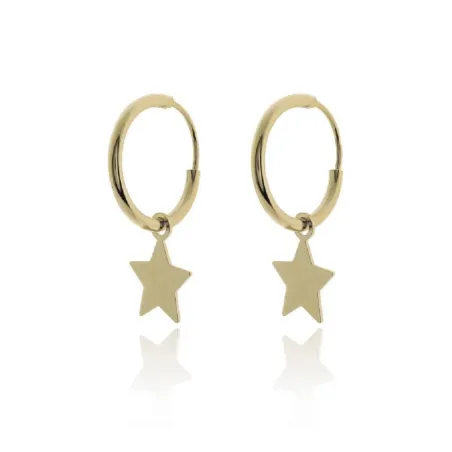 Pendiente Plata Chapado Oro Aro y Estrella PPA-E