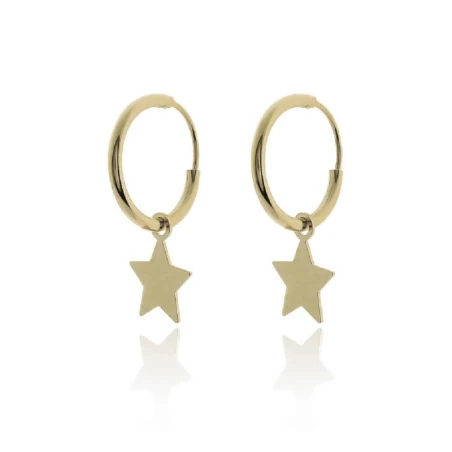 Pendiente Plata Chapado Oro Aro y Estrella PPA-E