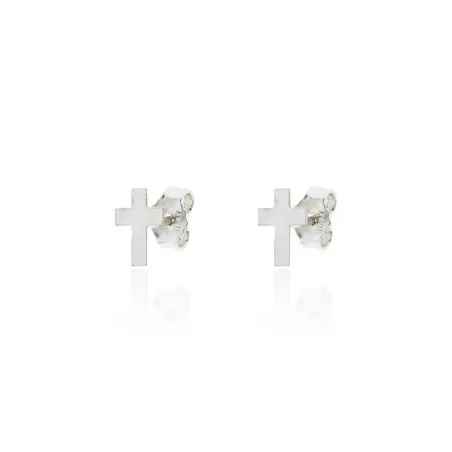 Pendientes Plata Baño Rodio Cruz PPL-CRUZ