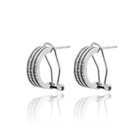 Pendientes Plata Baño Rodio y Circonitas PPR-23