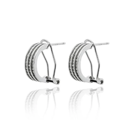 Pendientes Plata Baño Rodio y Circonitas PPR-23