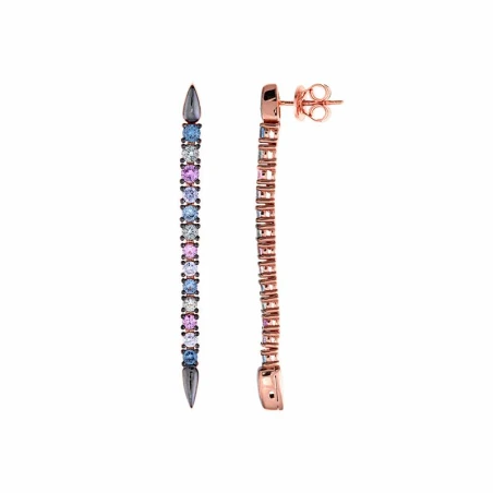 Pendientes Salvatore Mujer Plata Baño Oro Rosa y Circonitas Multicolor 136A0539