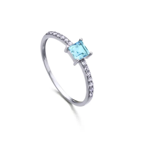 Anillo Le Carré Mujer oro blanco con topacio y diamantes GA016OB