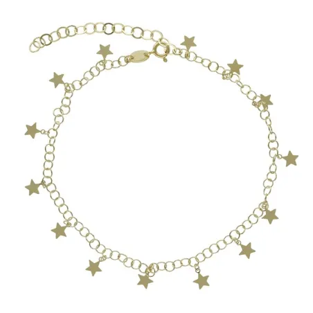 Tobillera Victoria Cruz Estrellas Plata Baño Oro A4040-DB