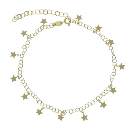 Tobillera Victoria Cruz Estrellas Plata Baño Oro A4040-DB