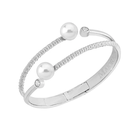 Pulsera Majorica Mujer Acero Inoxidable, Circonitas y Perlas 10mm 14452.01.0.000.010.1