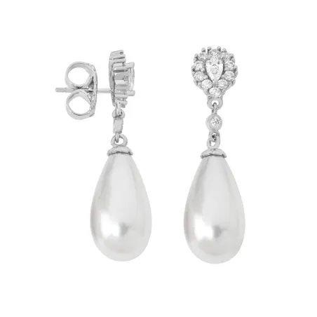 Pendientes Majorica Bridal Plata Baño Rodio, Circonitas y Perla 12519.01.2.000.010.1