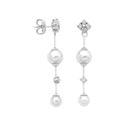 Pendientes Majorica Mujer Plata, Circonitas y Perlas 6 - 8 mm 14657.01.2.000.010.1