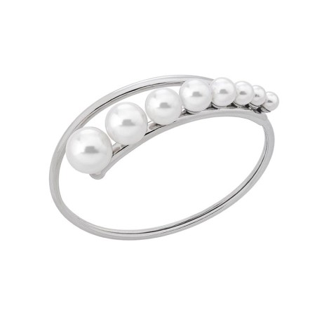 Brazalete Rígido Majorica Mujer Acero Baño rodio, Perlas Blancas 5-11mm 15776.01.0.000.010.1
