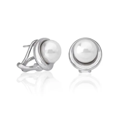Pendientes Majorica Margot Mujer Plata Baño Rodio y Perla Blanca 10mm 16348.01.2.000.010.1