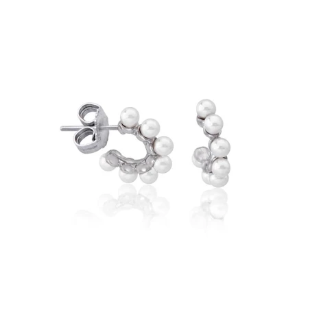 Pendientes Majorica Ada Plata Baño Rodio y Perlas blancas 3mm 16461.01.2.000.010.1