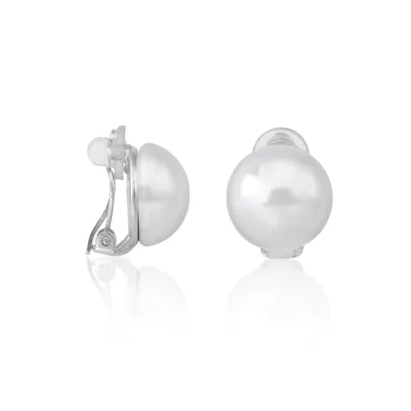 Pendientes Majorica Lyra Plata Baño rodio y Perla Mabé 14mm 16476.01.2.000.010.1